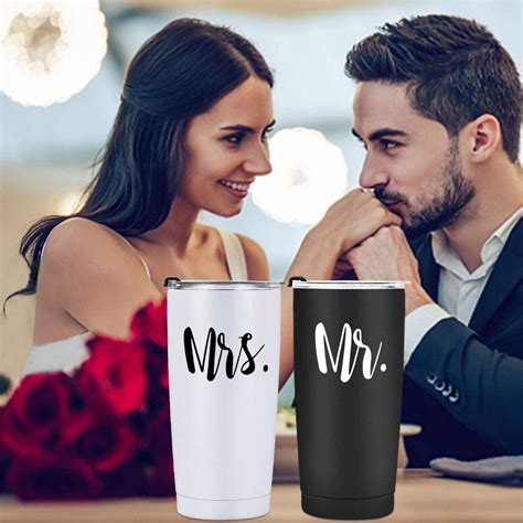 Buy Gingprous 2 Pack 20 oz Mr and Mrs Stainless Steel Travel Tumblers ...