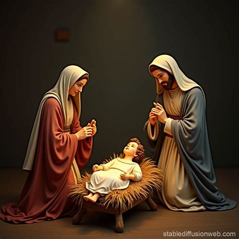 Jesus Mary Joseph Nativity Scene | Stable Diffusion Online