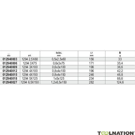 Beta 012940027 Slotted Head Screwdriver - 1.2x6.5x150 SxDxL mm