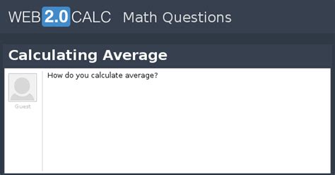 View question - Calculating Average