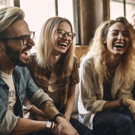 Premium AI Image | A group of people laughing and laughing together.