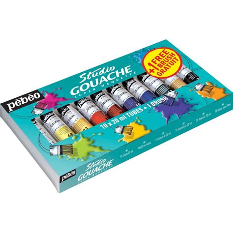 Pebeo Studio Gouache Super Maquette Assorted Set of 10 colours - 20 ml ...