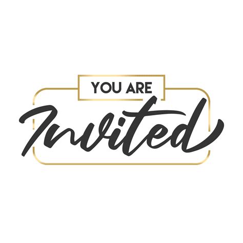You're invited. Calligraphy text with elegant golden frame. Hand drawn ...