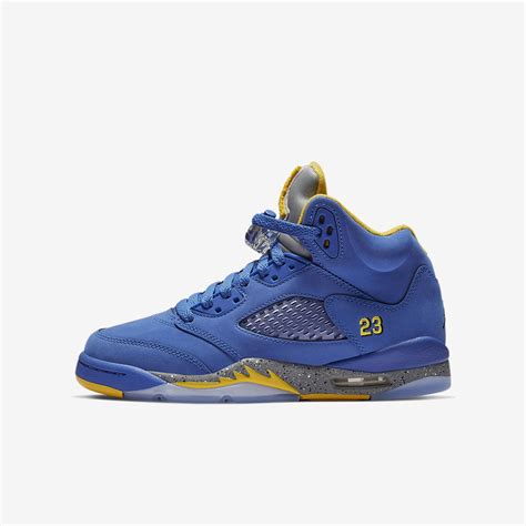 Blue And Yellow Jordans 5