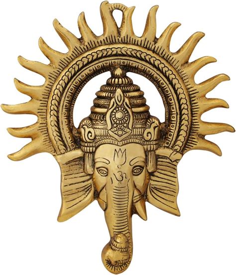Buy Handicrafts Paradise Wall Hanging Ganesha Medium Sun Shaped Antique ...