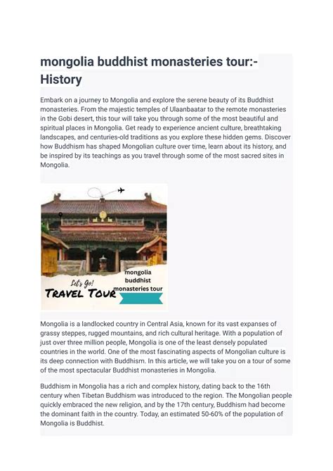 mongolia buddhist monasteries tour | PDF