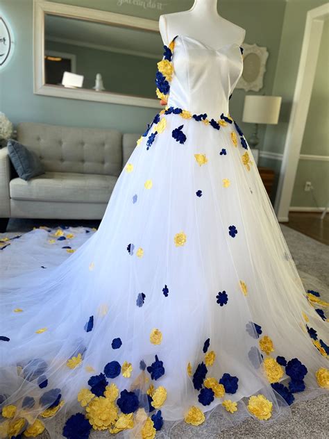 Shop Kristen Yellow & Blue 3D Wedding Dress | Brides & Tailor