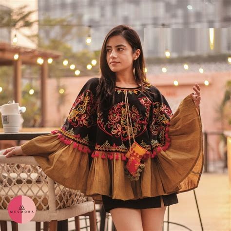 Poncho 1216 Embroidery Khadi Western Top Collection