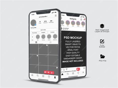 Iphone 14 instagram mockup psd fully edited | Premium PSD