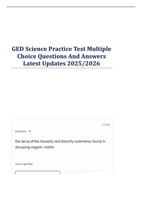 GED Science Practice Test Multiple Choice Questions And Answers Latest ...