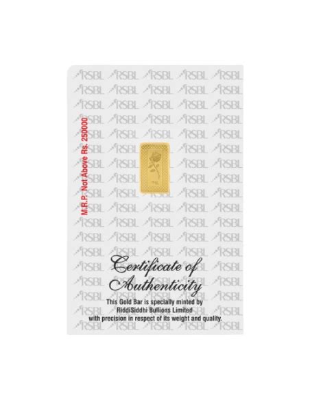 Buy RSBL Gold Bar 2 Grams Gold 24Kt Gold 999 Purity I CoinBazaar