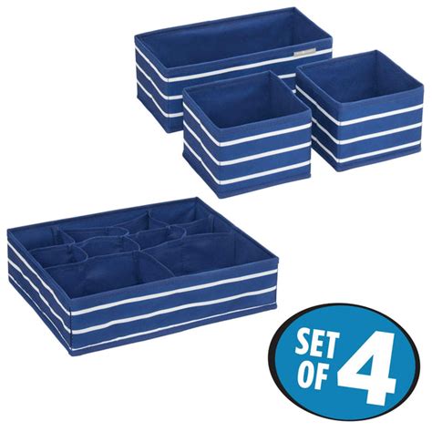 Fabric Drawer Organizer Cubes - Navy/White (Set of 4) – Now & Zen