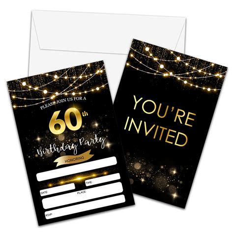 60th Birthday Invitations Black And Gold