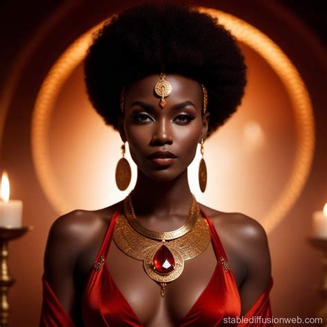 Dark-Skinned Sorcerer in Red Crop Dress | Stable Diffusion Online