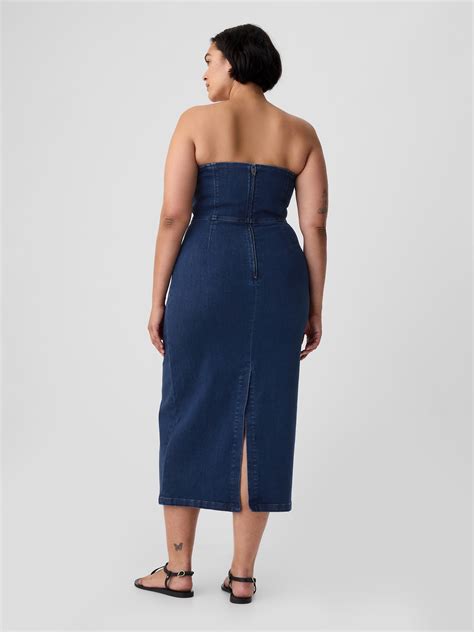 Strapless Denim Midi Dress | Gap
