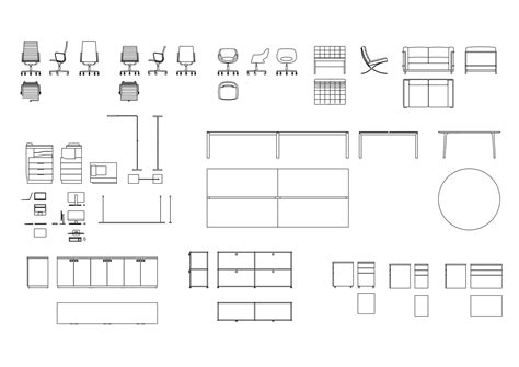Office Furniture DWG CAD Blocks in Plan and Elevation (40+ Pieces ...