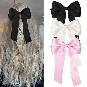 Shidara 3 pcs Luxury Hair Bows for Women Girls Hair Ribbons Clips Satin ...