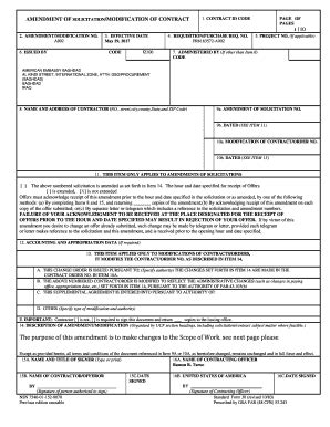 Fillable Online SF-30; Amendment of Solicitation/Modification of ...
