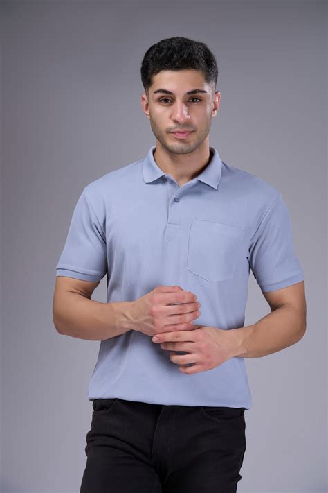 Light Grey - Structure Knit Pocket Polo – Maxzone Clothing