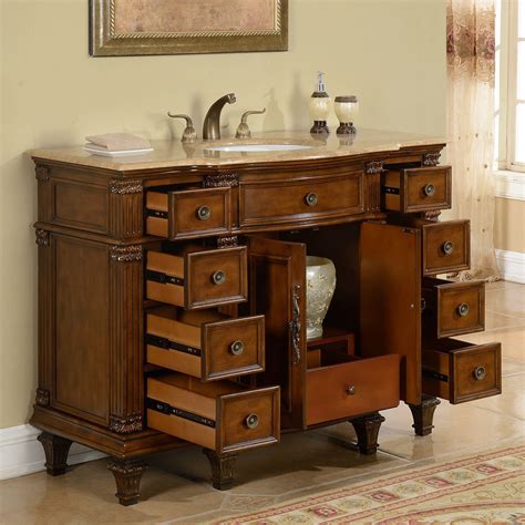 Accord 48 inch Antique Single Walnut Sink Bathroom Vanity