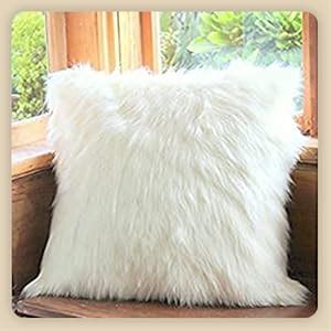 Buy The Purple Tree White Faux Fur Cushion (Pack of 1, 16x16 inch ...