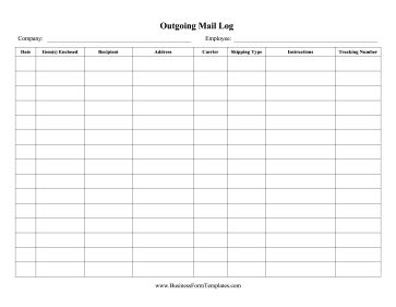Image result for Outgoing Mail Log Template