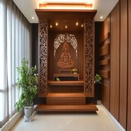 Contemporary Mandir Design With CNC Cuttings