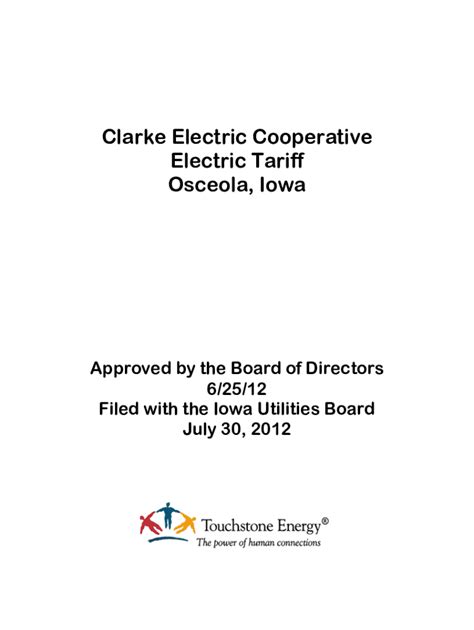 Fillable Online Clarke Electric Cooperative Electric Tariff Fax Email ...