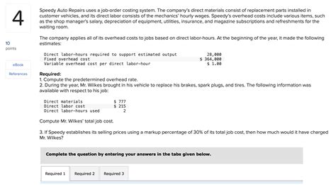 Solved Speedy Auto Repairs uses a job-order costing system. | Chegg.com
