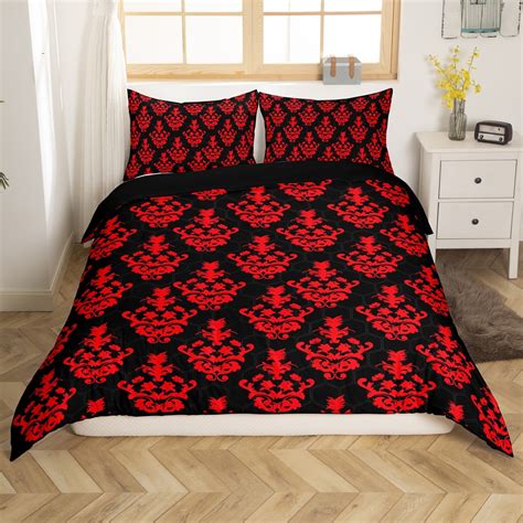 Gothic Bedding Sets Adults Black Damask Duvet Cover Set,Victorian ...