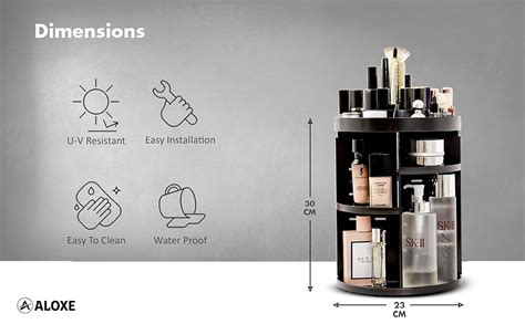 ALOXE Makeup Organizer, 360 Degree Rotating Cosmetic Storage Organizer ...