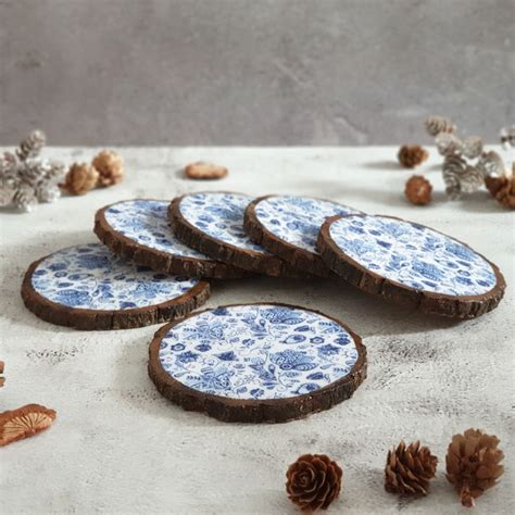 Buy COASTERS - WOOD BARK (SET OF 6) - WATER LILY Online at Rs. 2,400.00 ...