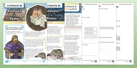 Comprensión lectora por niveles: La historia de Rómulo y Remo