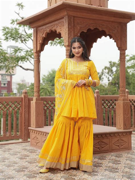 Buy Stylish Yellow Sharara Collection At Best Prices Online