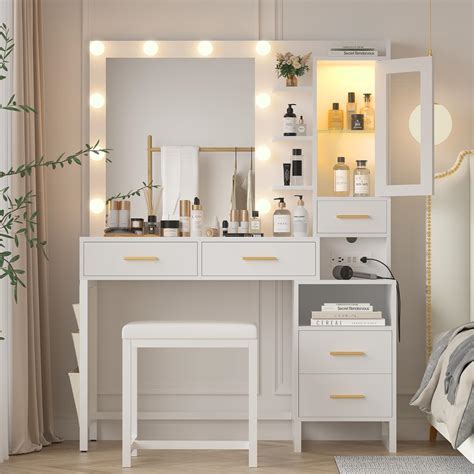 Amazon.com: Xilingol Vanity Desk with Mirror & Lights, 37" Vanity Set ...