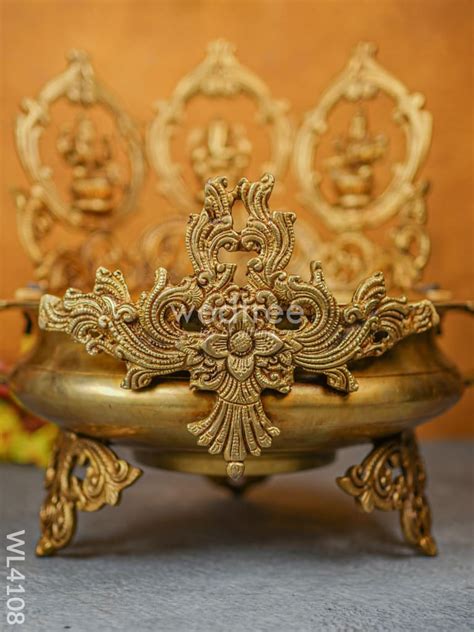 Brass Lakshmi-Ganesha-Saraswathi Urli - WL4108 – Wedtree