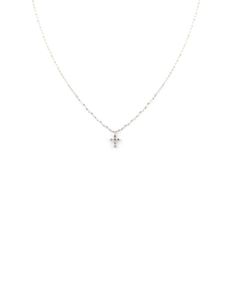 Tiny white gold cross necklace shop