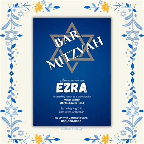 EDITABLE Bar Mitzvah Invitation Template, Save the Date, Coming of Age ...