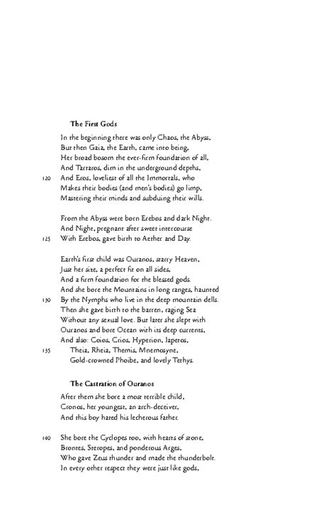 Hesiod's Theogony lines 116-206, 509-620, and 939-941 - The First Gods ...