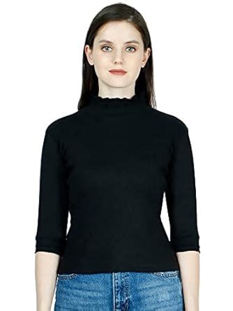 Fasska Women's Western Tank Stretchable Ribbed High Neck Cotton Top ...