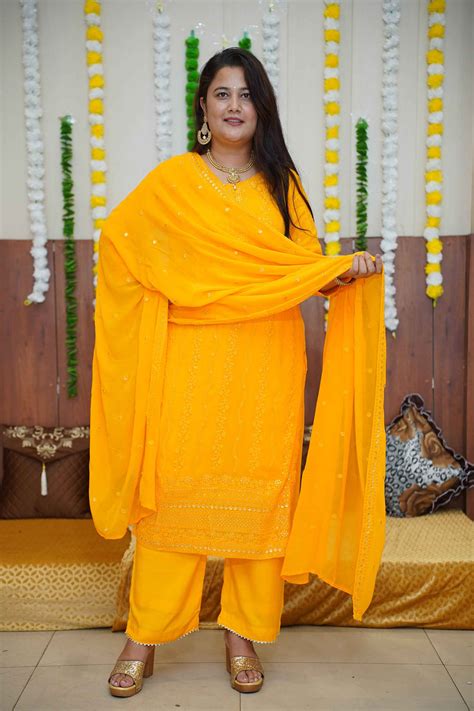 Buy Plus Size Haldi Yellow Sequined Fancy Suit | Apella - The XS to ...