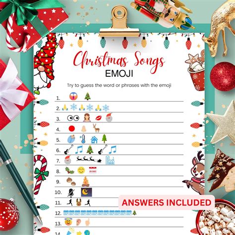 Christmas song emoji game christmas trivia game printable christmas ...
