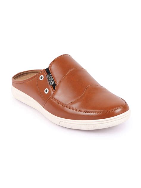 Shop Men Tan Casual Back Open Classic Slip On Shoes Online