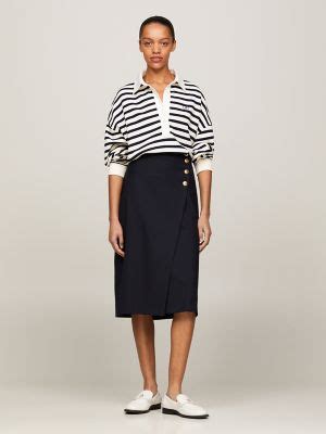 Monogram Button Wrap Midi Skirt | Tommy Hilfiger USA