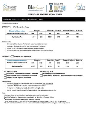 Fillable Online delegate registration form - BioAsia 2018 Fax Email ...