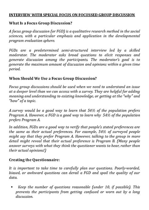 Interview Techniques: Focus Group Discussion Methodology Explained ...