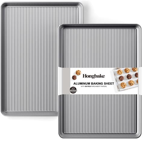 HONGBAKE 2-Pack Natural Aluminum Commercial Half Baking Sheet Pan, Non ...