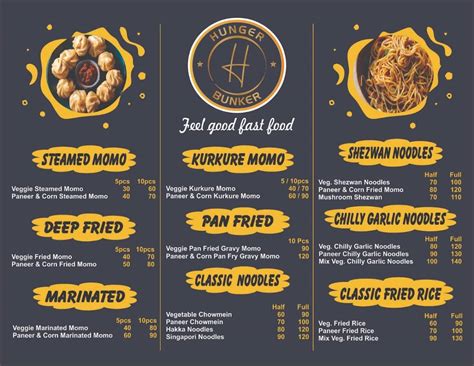 Menu at Hunger Bunker, New Delhi