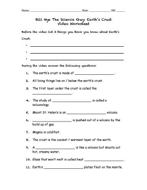 Bill Nye Earth's Crust Worksheet - Fill Online, Printable, Fillable ...