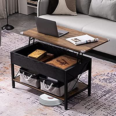 Buy VINGLI Lift Top Coffee Table with Two Free HQ Cloth Bins Storage ...